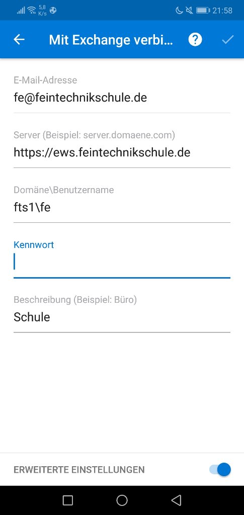 Outlook-Android Logindaten