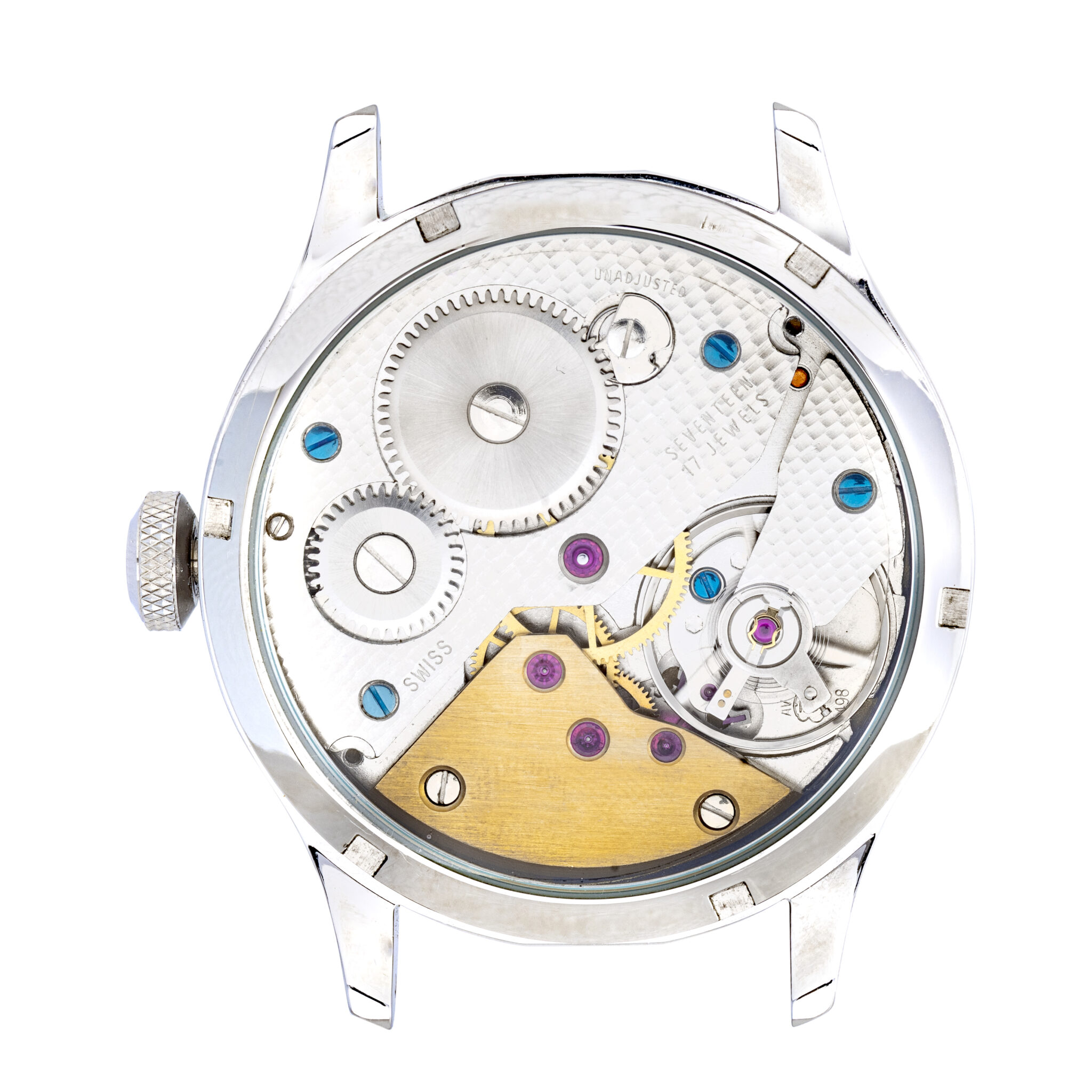 (Uhrmacherei) Max Leibßle: Räderwerksbrücke und Unruhwelle für ein Unitas 6498